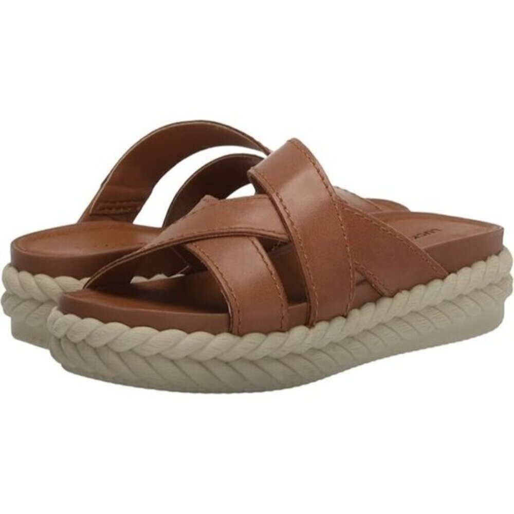 Lucky Brand Women's Loftee Platform Leather Sandals Size 7.5 in Adobe Brown - Picture 4 of 12
